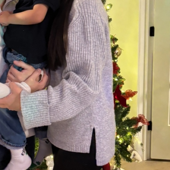 Dynamite| Grey Ribbed Mock Neck Sweater - Picture 1 of 3